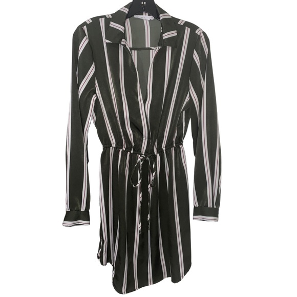 Lush Green Striped Dress - Picture 1 of 4